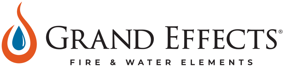 Logo of Grand Effects with a flame and water drop icon, followed by the text "Grand Effects Fire & Water Elements.